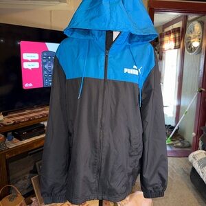 PUMA Black and Blue Hooded Windbreaker